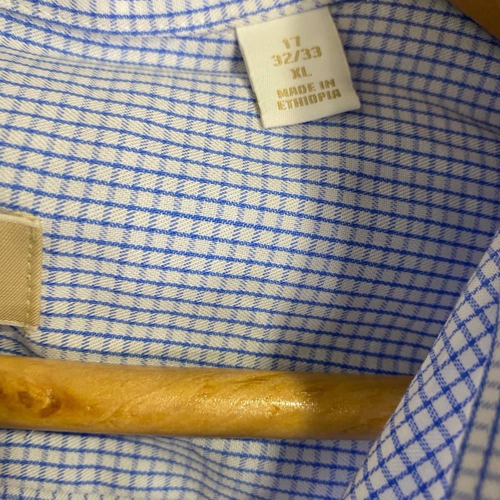 New! Michael Kors Blue & White Check Button Up Slim Fit - Picture 4 of 4